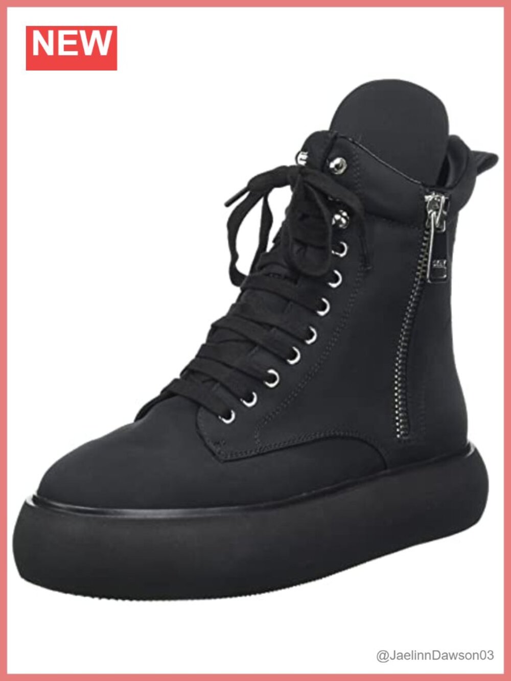 DKNY Aken High Top Platform Sneaker Side Zipper Suede Mesh